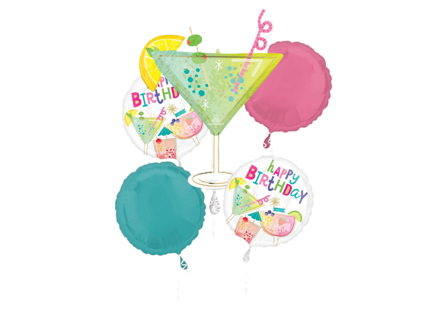 Anagram Cocktail Surprise Birthday 5ct Balloon Bouquet